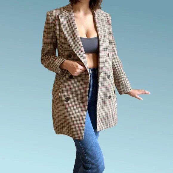 Wilfred Jackets & Blazers - Like New WILFRED MARGAUX BLAZER DOUBLE BREASTED CHECK PLAID Sz 00